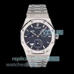 BLS Swiss Replica Audemars Piguet Royal Oak Dual Time Blue Dial Stainless Steel Watch 
